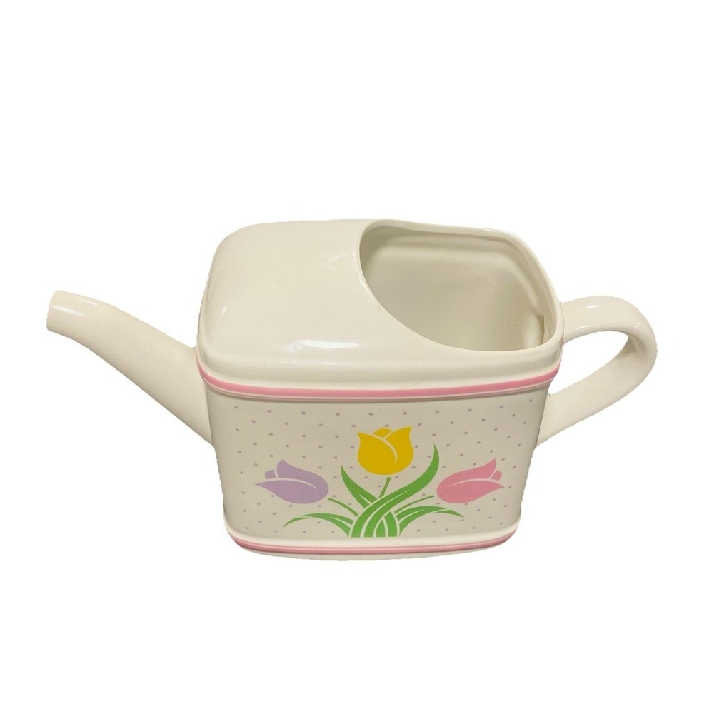 Teleflora Ceramic Tulip Watering Can Planter Vase 1985 Vintage Floral Gift Vase